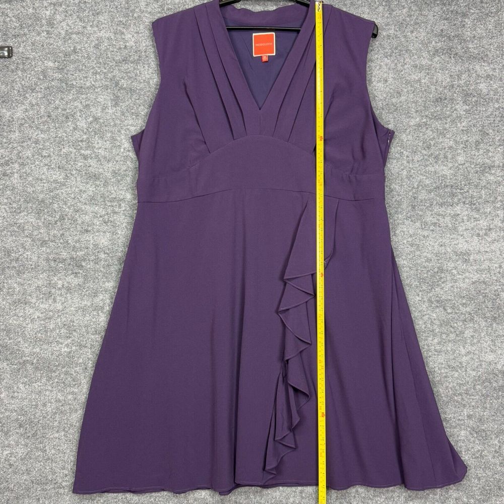 ModCloth Dress Womens 3XL Purple Sleeveless V-Neck Ruffle Trim Lined Plus Party - Picture 7 of 13